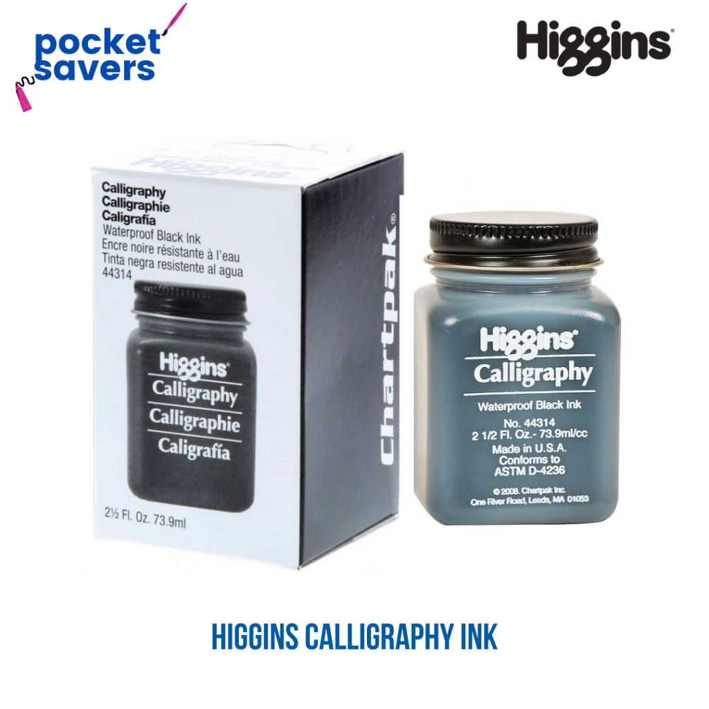 HIGGINS Calligraphy Black Ink 2.5 oz (Waterproof, Pigment and Dye Water ...