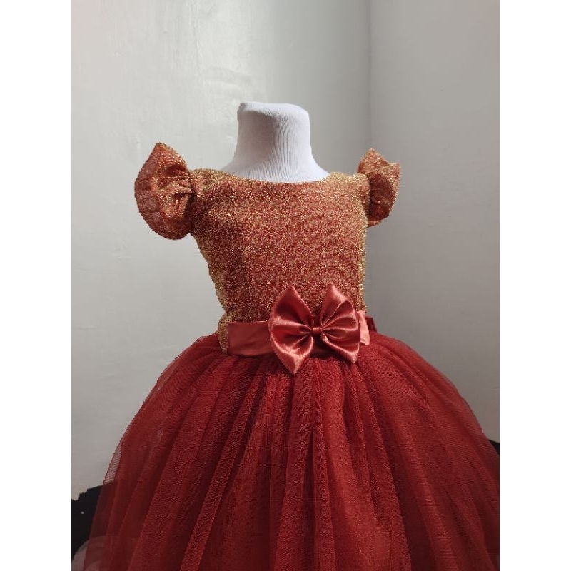 Flower girl gown ( rust, blushpink, maroon, Sage green, Beige) | Shopee ...