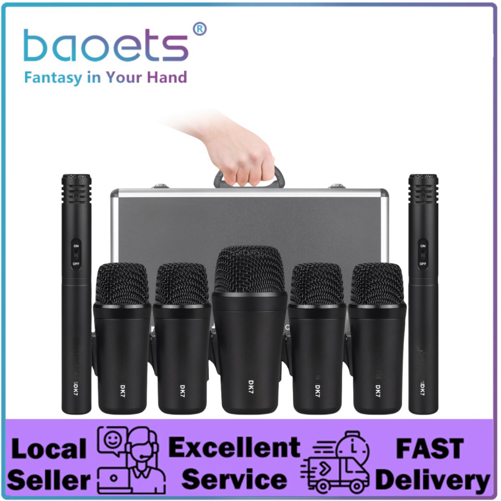 Drums Microphone Set 7 pcs with Aluminum Case Whole Metal Professional