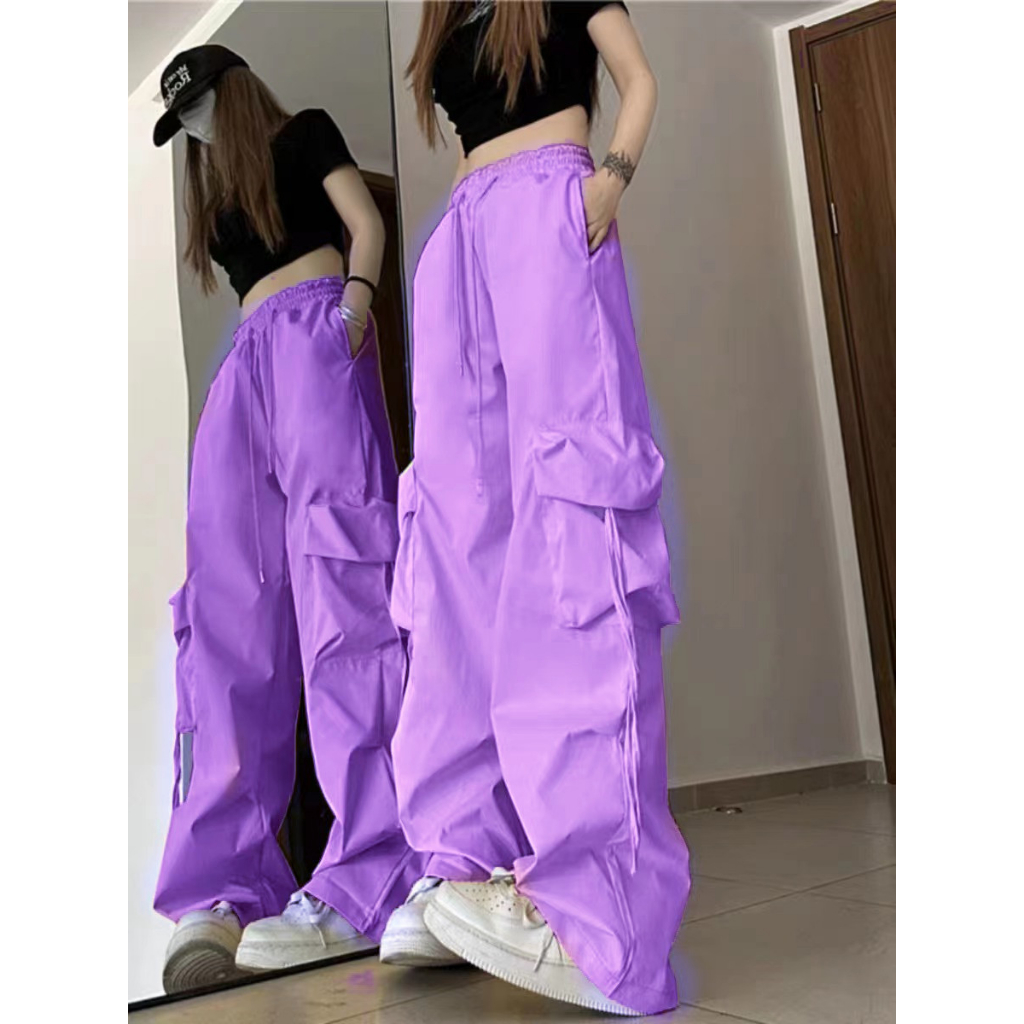 High Waist Korean Cargo Pants For Women Wide leg Trousers Dancer Wear