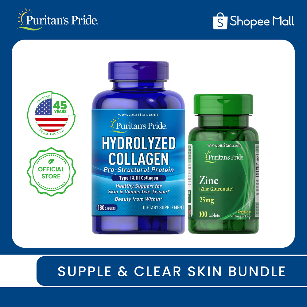 Supple & Clear Skin Bundle Zinc Gluconate 25mg + Collagen Hydrolyzed