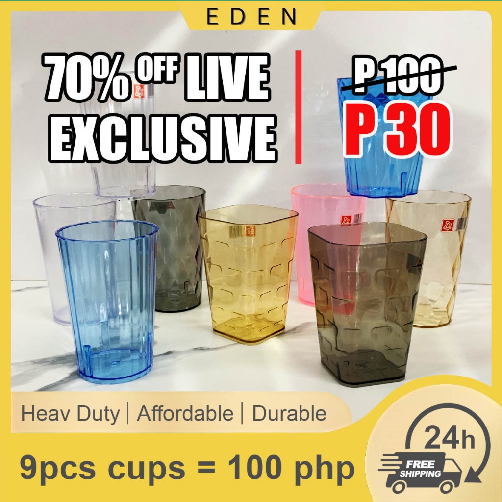 9pcs Cups for 100php Style Acrylic High Grade Plastic Drinking Cups ...