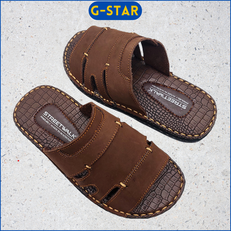 GStar Footwear Marikina Made Leather Sandals for Men Balat na Tsinelas ...