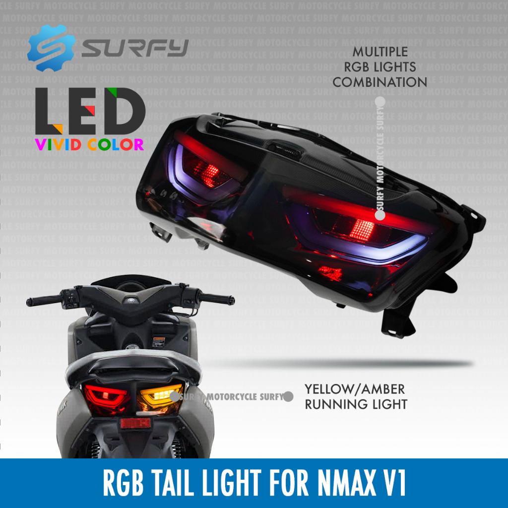 Nmax V1 Tail Light RGB Lights Smoke Flowing LED Vivid Color Lighting