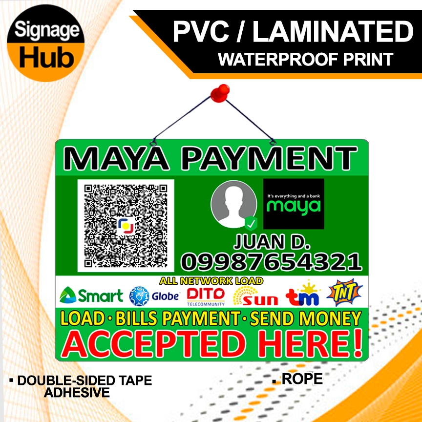 MAYA PAYMENT with LOAD Signages | Scan to Pay QR Code | Waterproof ...