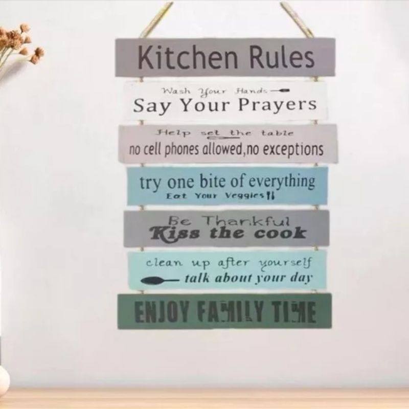 Kitchen Rules Wash Your Hand Say Your Prayer Wooden Plank Decoration ...