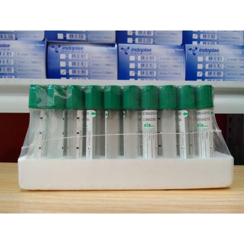 BLOOD COLLECTION TUBES LITHIUM HEPARIN 5ML GLASS TUBE (GREEN TOP