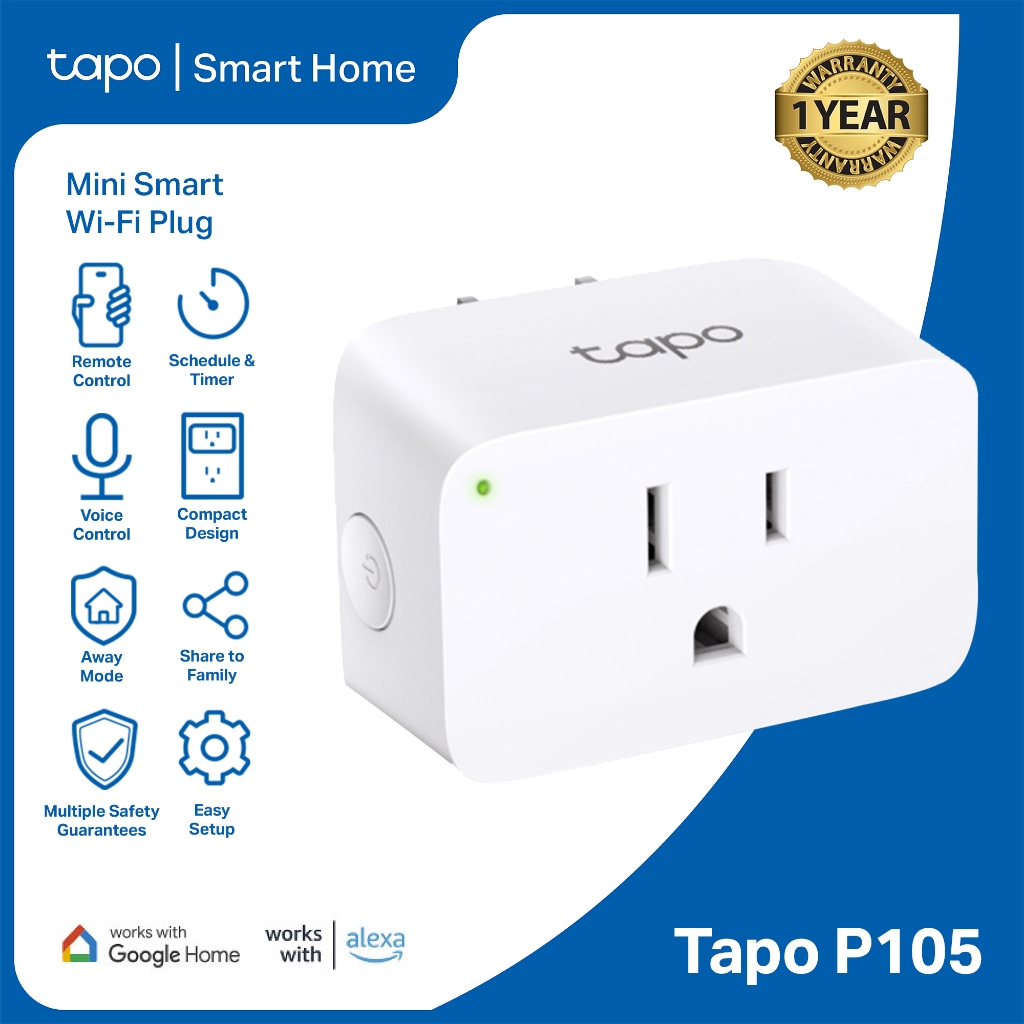 TP-Link Tapo P100 Mini Smart Wi-Fi Socket, WiFi Socket, Smart Plug, WiFi  Plug, Compatible with  Alexa, Compatible with Google Home, TP-LINK, TPLINK, tp link