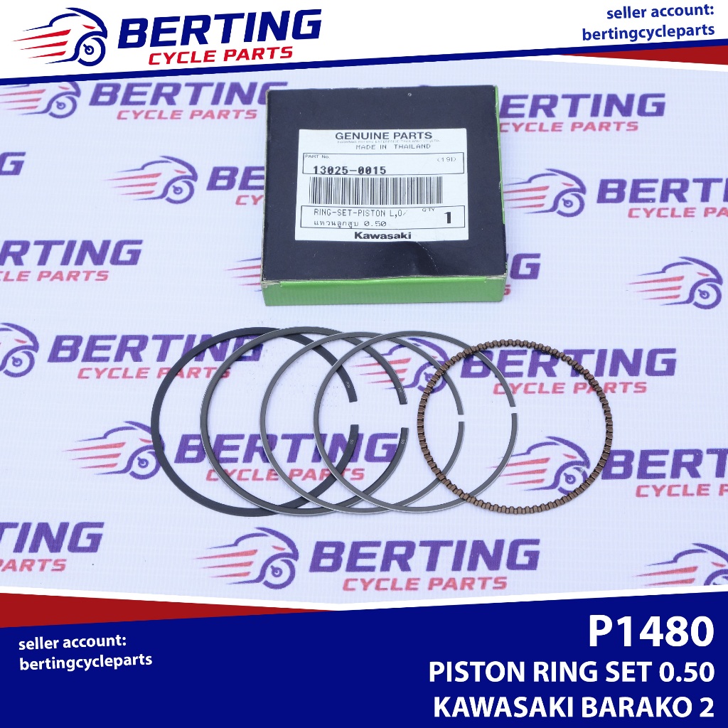 PISTON RING SET 0.50 OVERSIZE Kawasaki Barako 2 Genuine 130250015