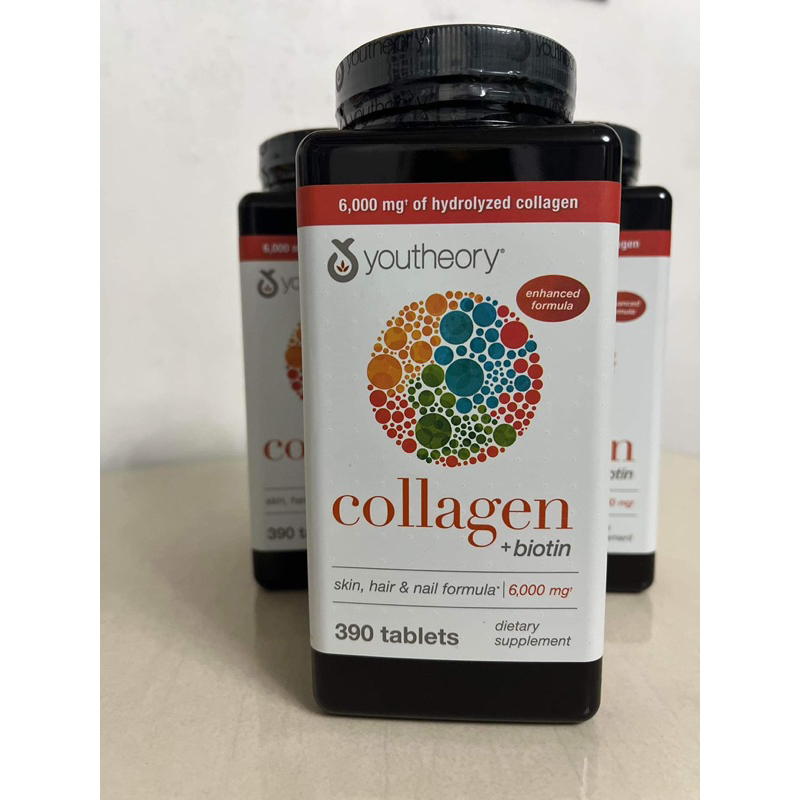 Youtheory COLLAGEN with Biotin Type 1,2,3 390 tablets Vitamin C