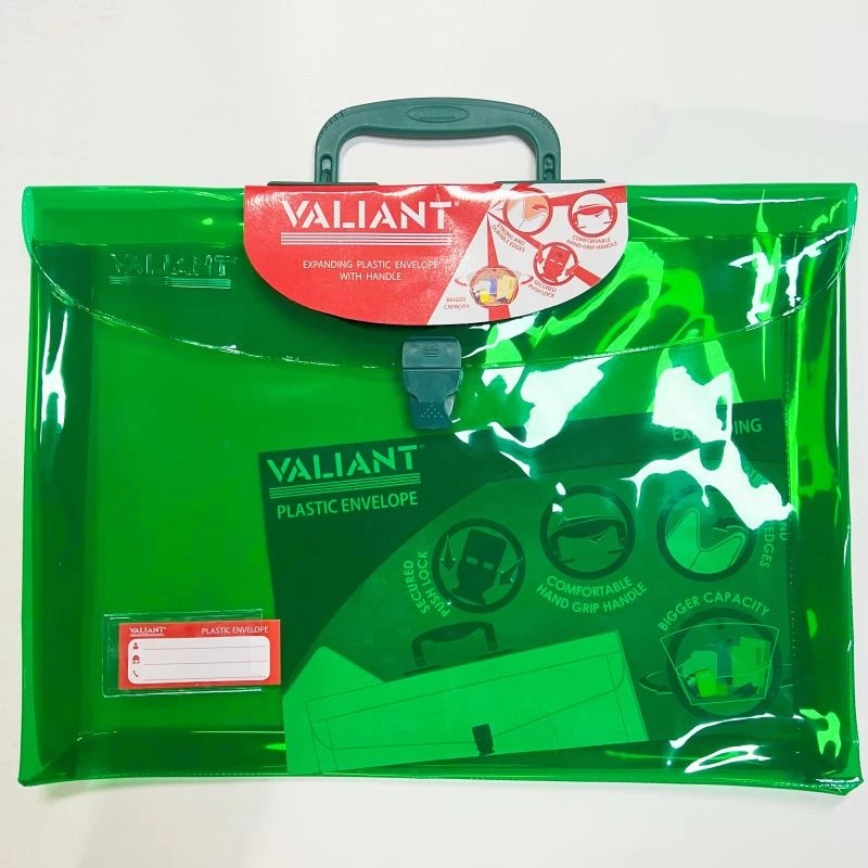 Valiant Expanding Plastic Envelope With Handle Pushlock Bag Office