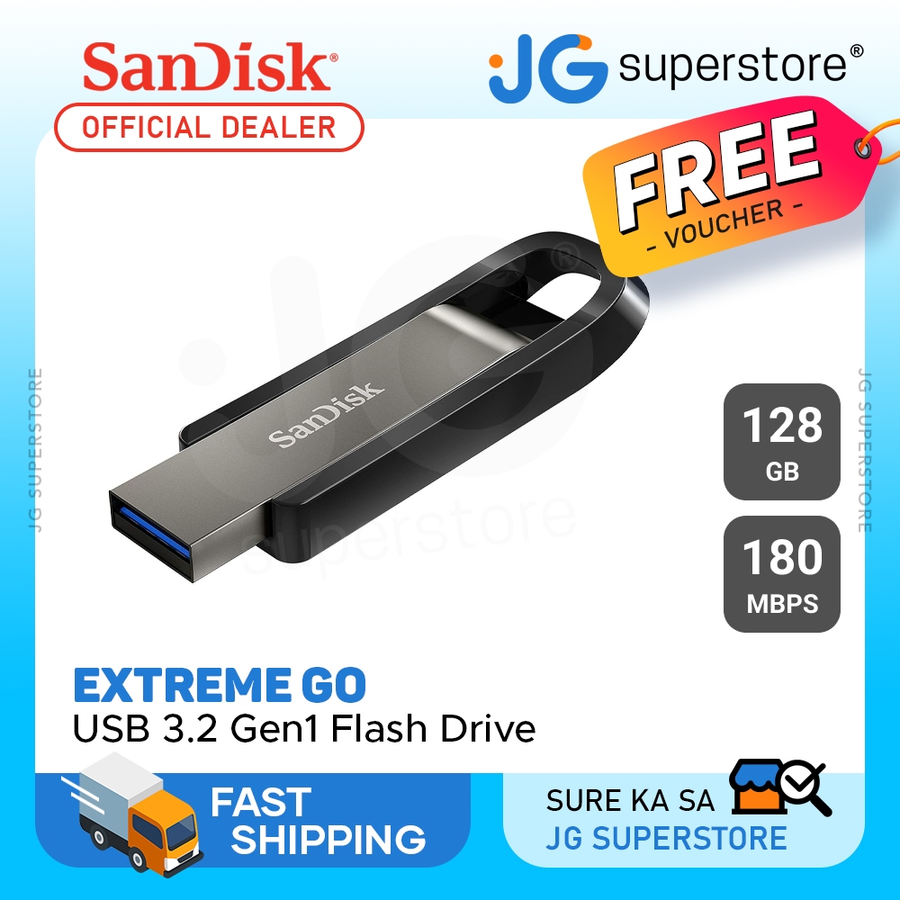 SanDisk Extreme Go 128GB USB 3.2 TypeA Flash Drive 395 MB/s Read, 180