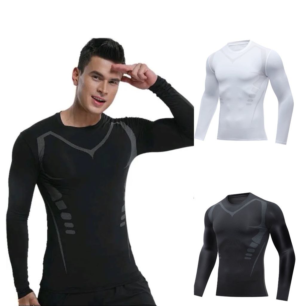 Enna Men's Compression Fitness Long Sleeve Shirt Tights Basketball Gym