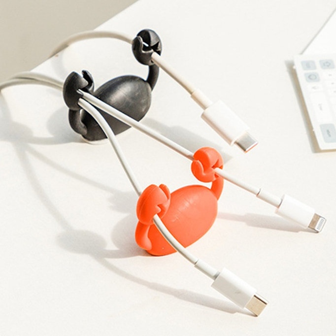 Crab Data Line Cable Holder Household Adhessive Cable Organizer Cartoon