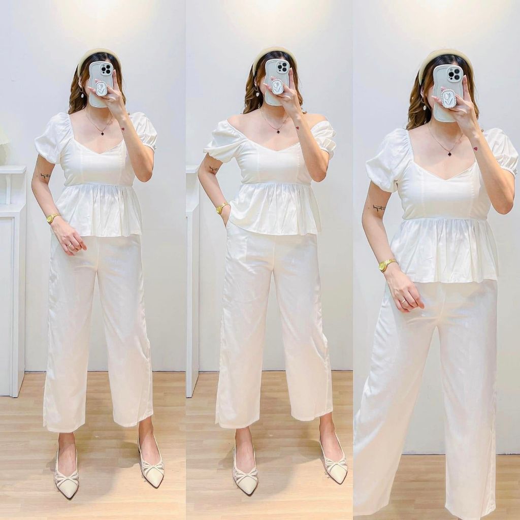 [THCB] Baxia Two-way Linen Classy/Elegant/Casual/Formal Coordinates ...