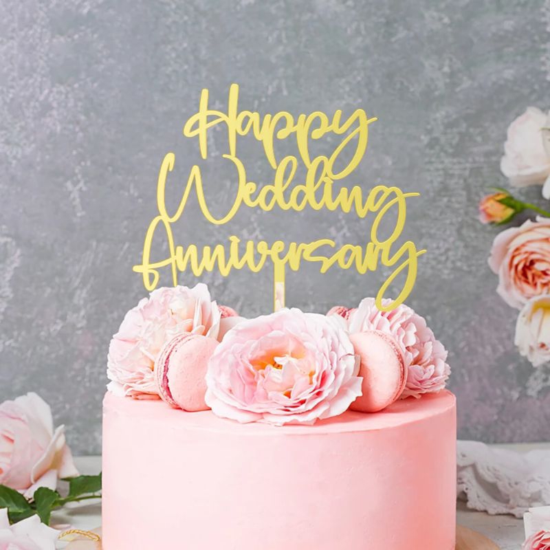 Happy Wedding Anniversary Cake Topper Acrylic | Shopee Philippines