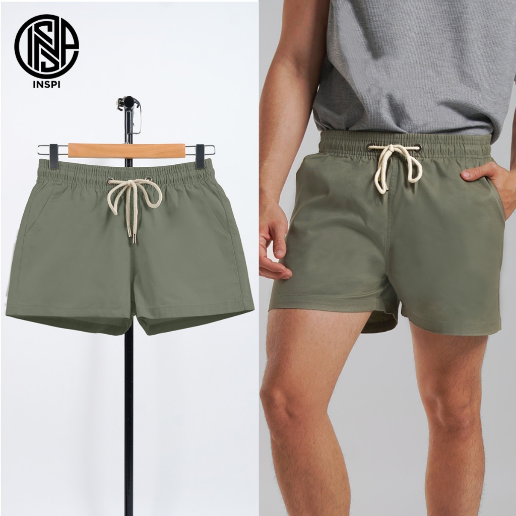 INSPI Twill Shorts for Men with Side Pockets Drawstring Korean Above ...