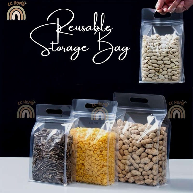 CC Transparent Plastic Food Packaging Ziplock Bag with Handle Portable