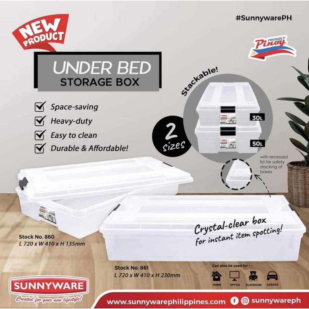 30LITERS & 50LITERS CRYSTAL CLEAR UNDERBED STORAGE BOX Shopee Philippines