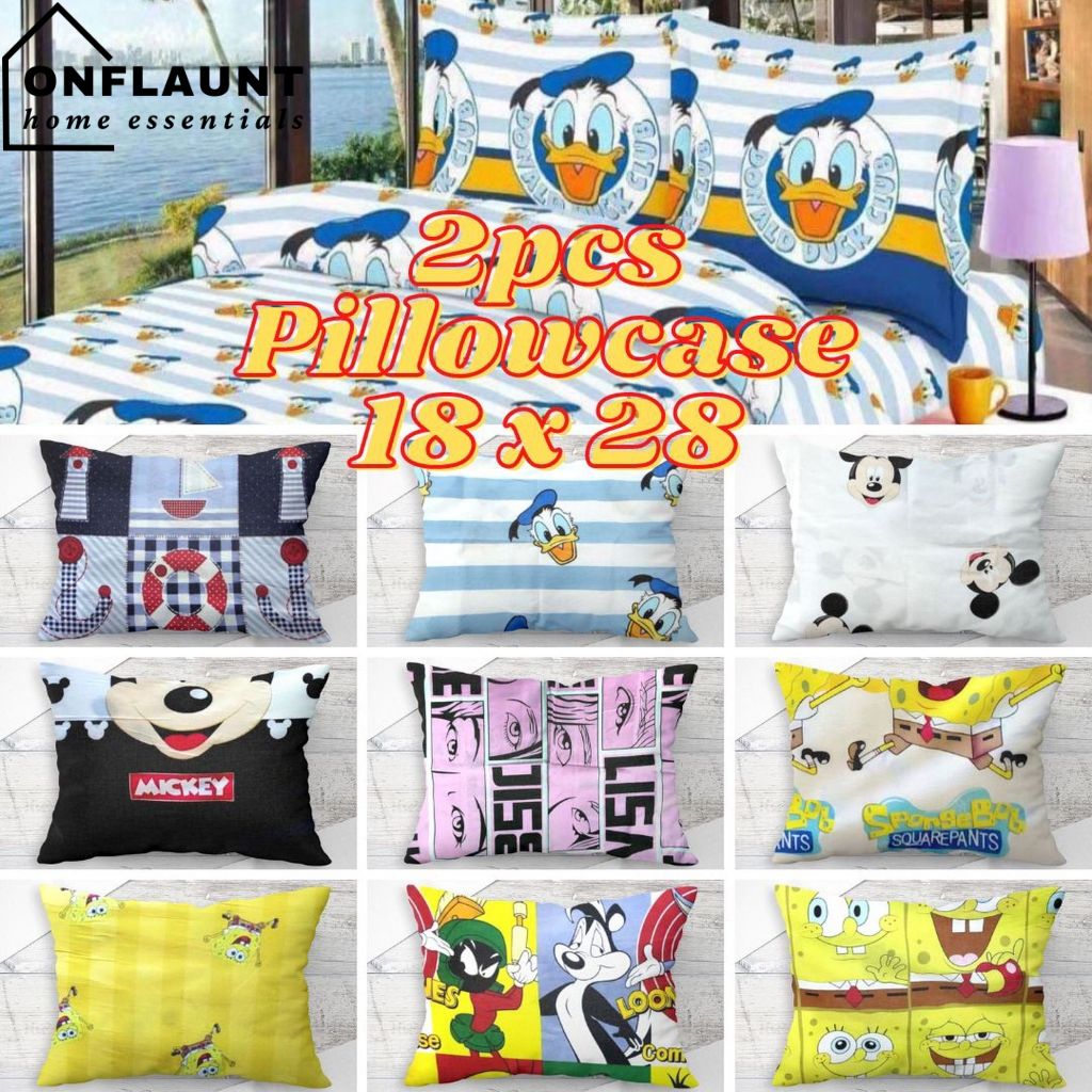 OnFlaunt 2pcs Pillowcases Cartoon Character Envelope Style18"x 28