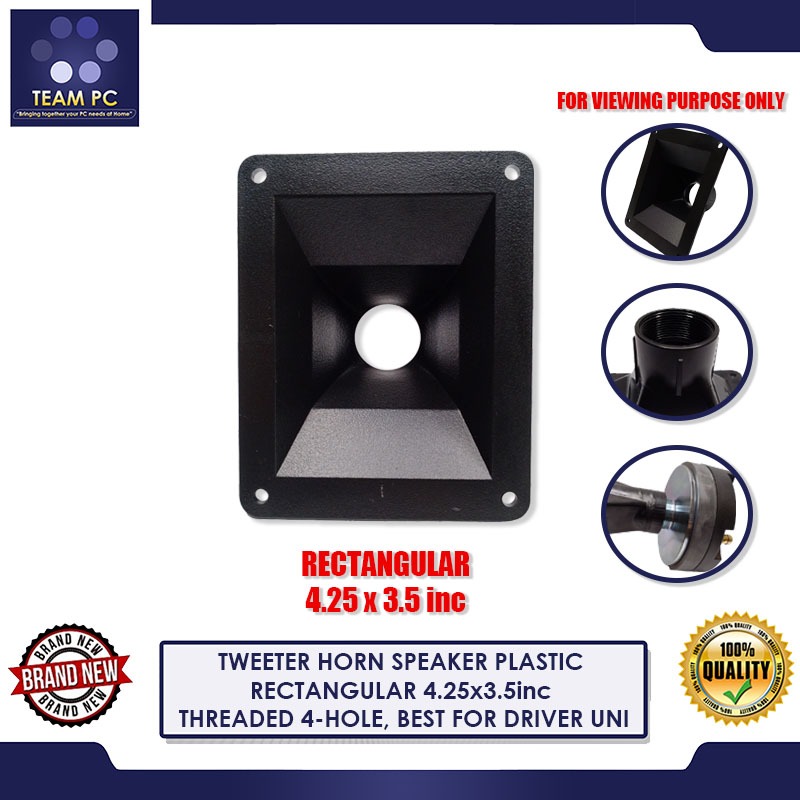 TEAM PC TWEETER HORN SPEAKER PLASTIC RECTANGULAR 4.25x3.5inc THREADED 4 ...