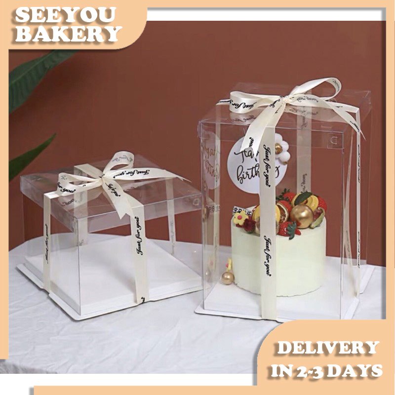 4/6/8/10 INCH Square Clear Cake Box PET Transparent Boxes Cake