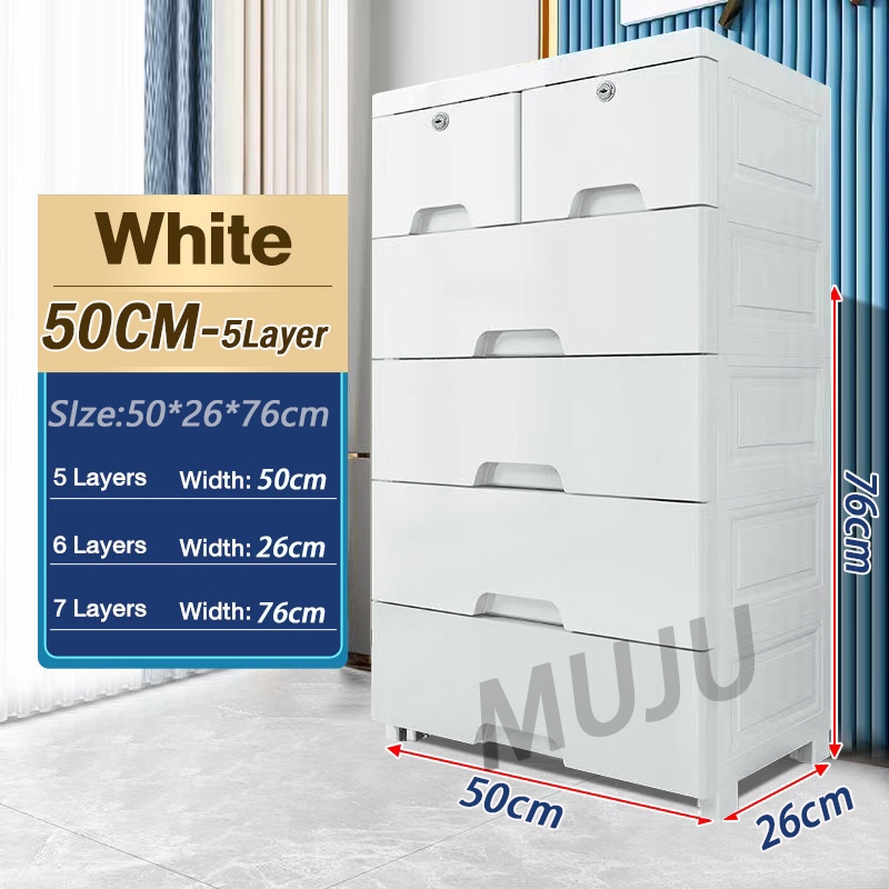 MUJU Durabox Drawer 7 Layer Plastic Drawer Clothes Storage Home Organizer Drawer