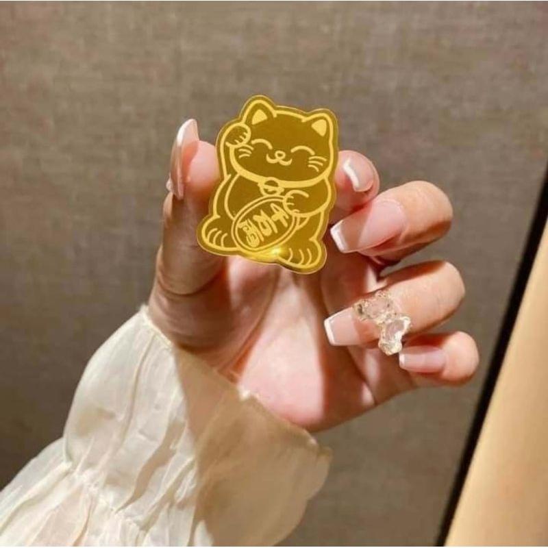 Lucky Cat Charm - 24K Gold