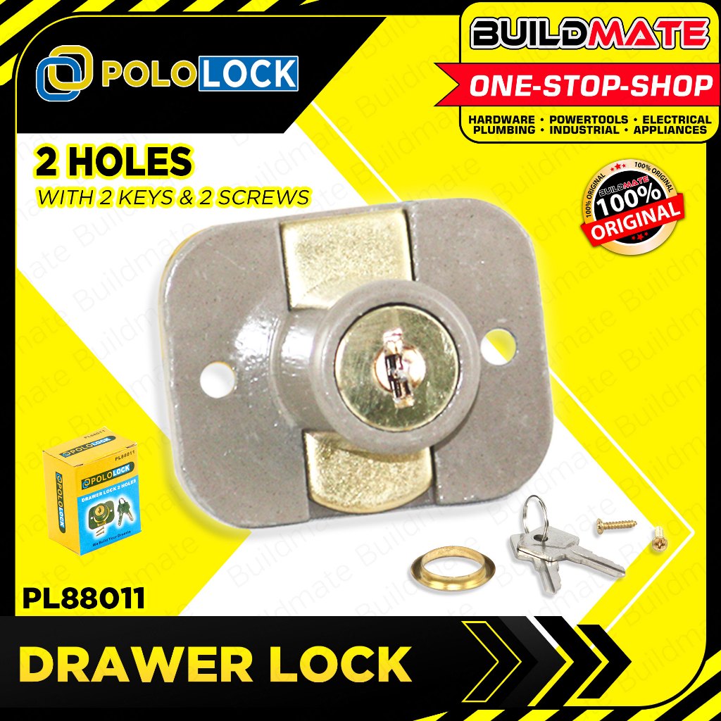 BUILDMATE Pololock Drawer Lock Gold 2 Holes Back with 2pcs Keys for ...