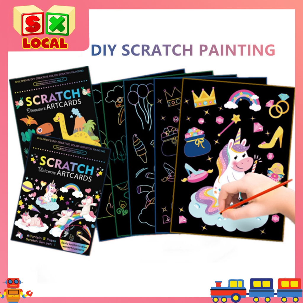 10Pcs/Set Cartoon Cute Scraping Papers Kids Creative DIY Scratch ...