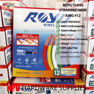 ORIGINAL ROYU THHN THWN 2 AWG 12 3 5 Mm Stranded Wire 7 Strands 150