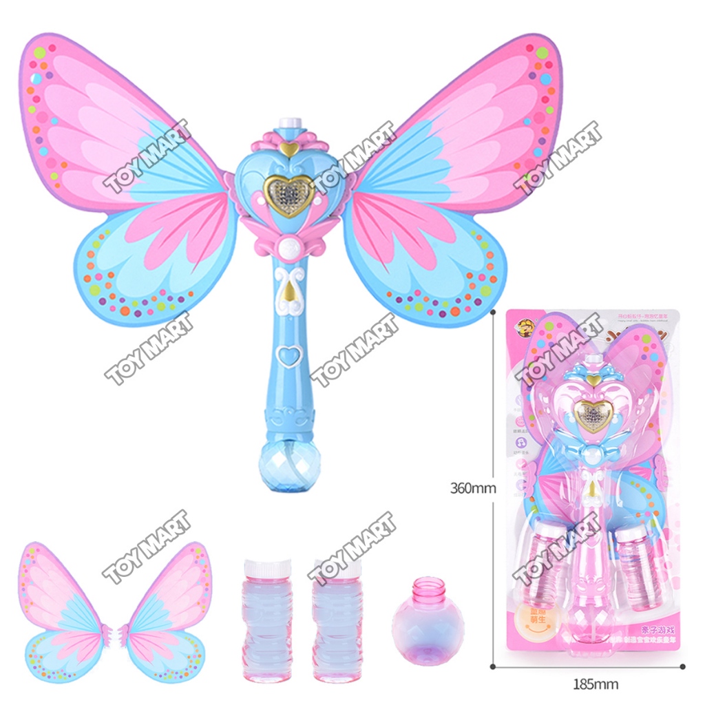 Handheld Butterfly Wand Automatic Bubble Machine with Light and Music ...