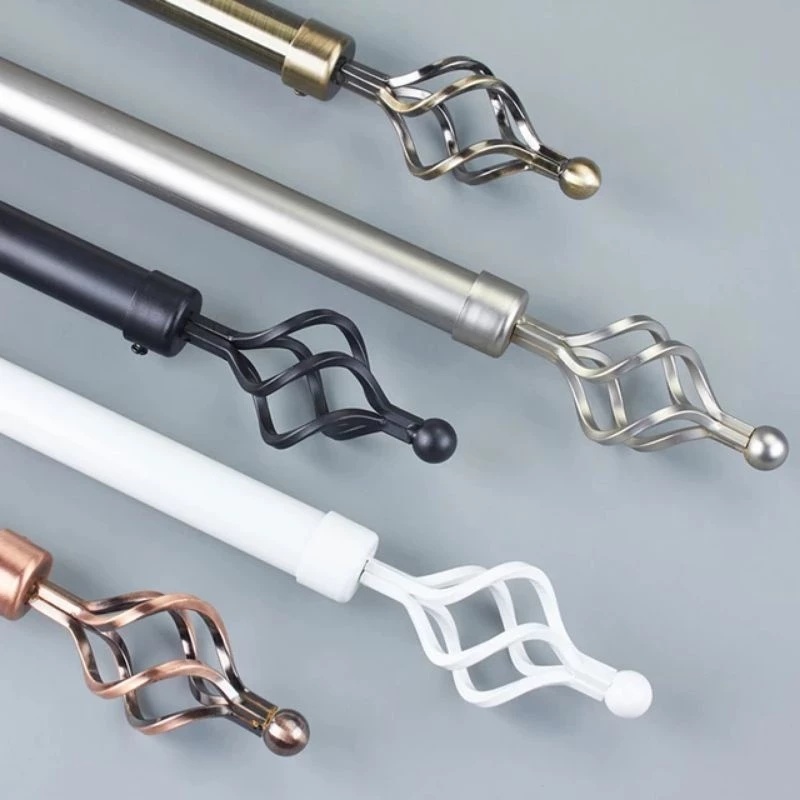 Extendable Adjustable Metal Curtain Rod Spiral Head Rod, 3/4