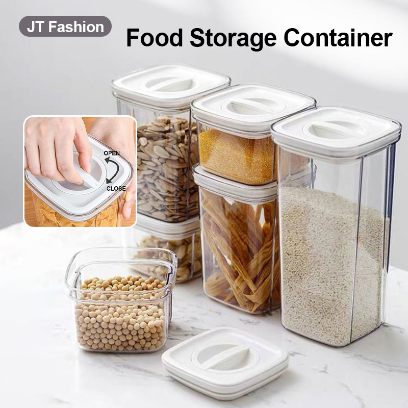 Food Storage Organizer Airtight Container with Cover Keep Fresh Clear ...