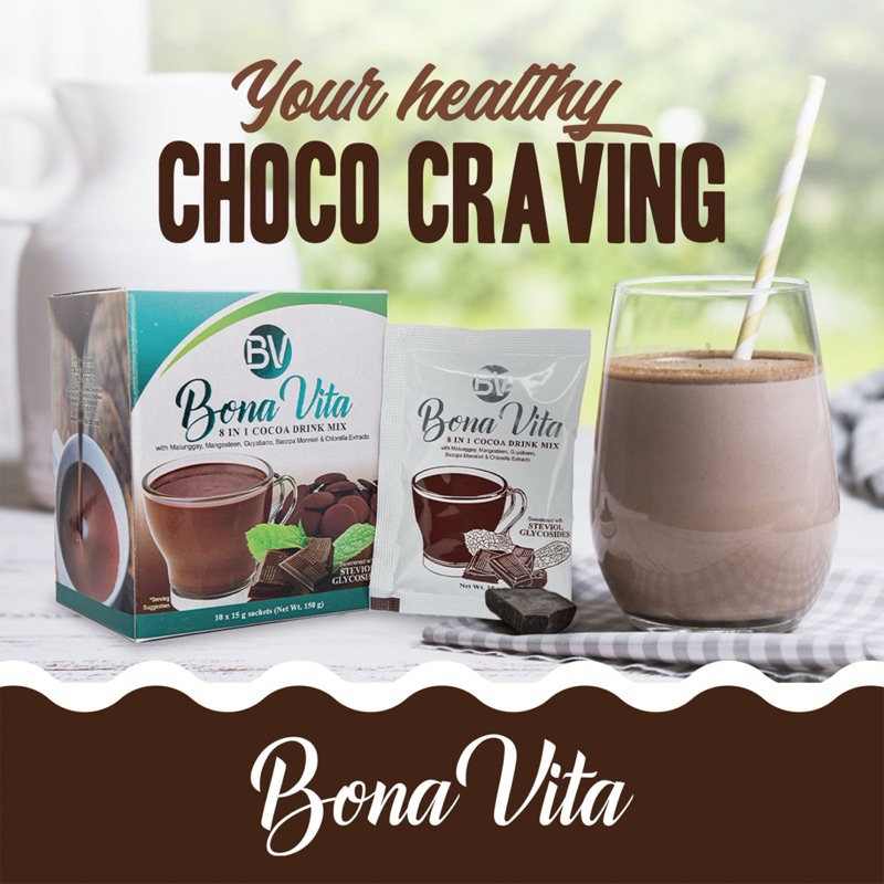 BONA VITA 8 in 1 Choco Mix Drink 10 Sachets Slimming Coffee Bonavita ...