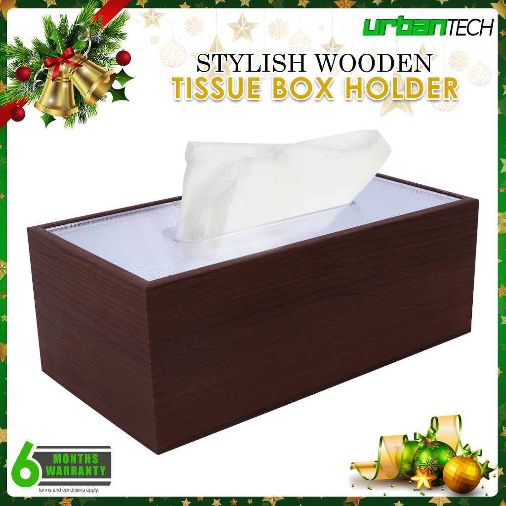 Modern Style Wooden Tissue Holder with Transparent Lid Rectangular ...
