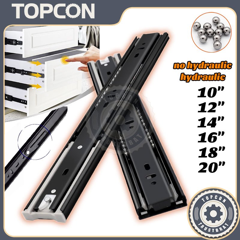 1 Pair (2pcs) Drawer Guide Full Extension Ball Bearing Heavy Duty (10 ...