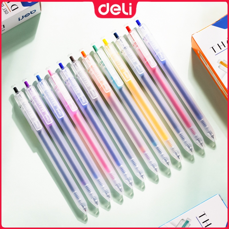 Deli EG118 Press Color Gel Pen 0.5mm 12 Colors Painting Writing Pens ...