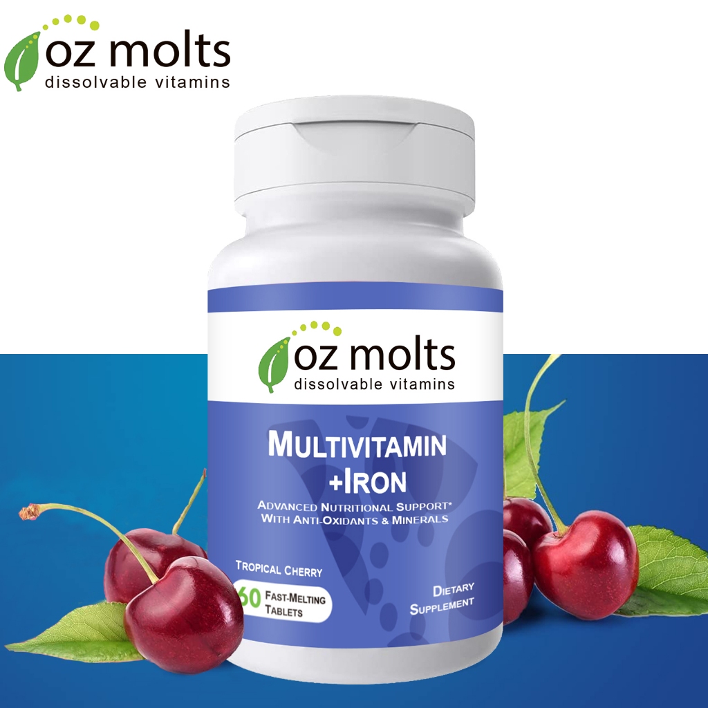 Ozmolts Multivitamin Iron Chewable Tablets Healthy Multivitamins Nutrients Daily Supplement 60