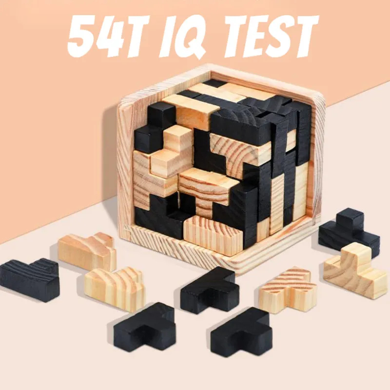3D Wooden Puzzle Early Learning Educational Toys Kids IQ Brain Teaser ...