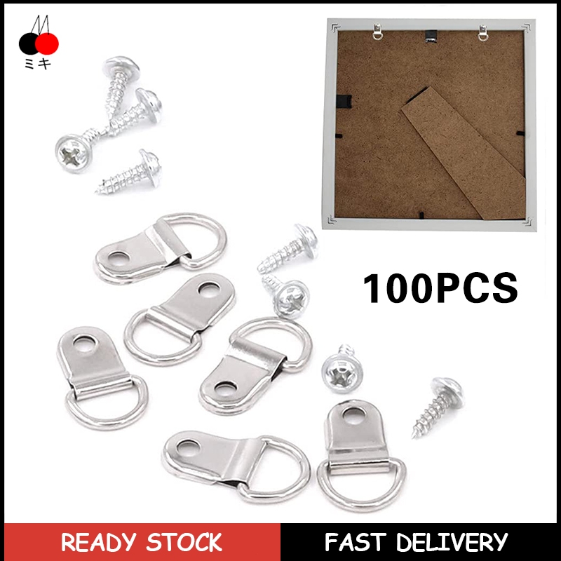 100pcs Golden Silver Picture Frame Hanger Triangle DRing Hanging Wall