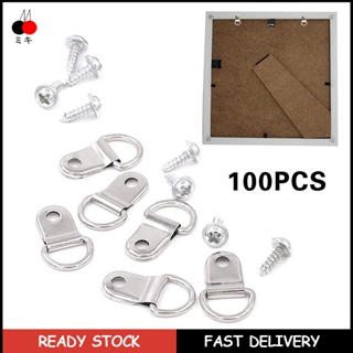 50 Pcs Small Triangle Ring Picture Hangers Metal Photo Picture Frame Wall  Mount Hanger Hook Hanging Ring Iron with Screws