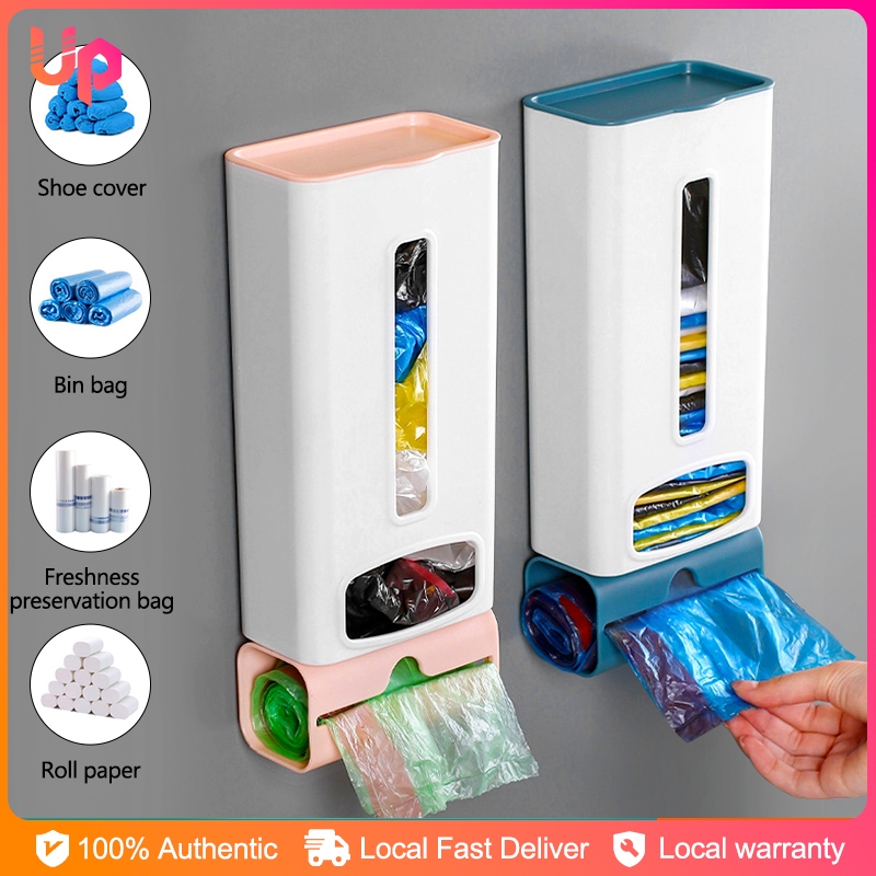 Trash Bag Holder Dispenser Wall Mounted Kitchen Garbage Bag Organizer