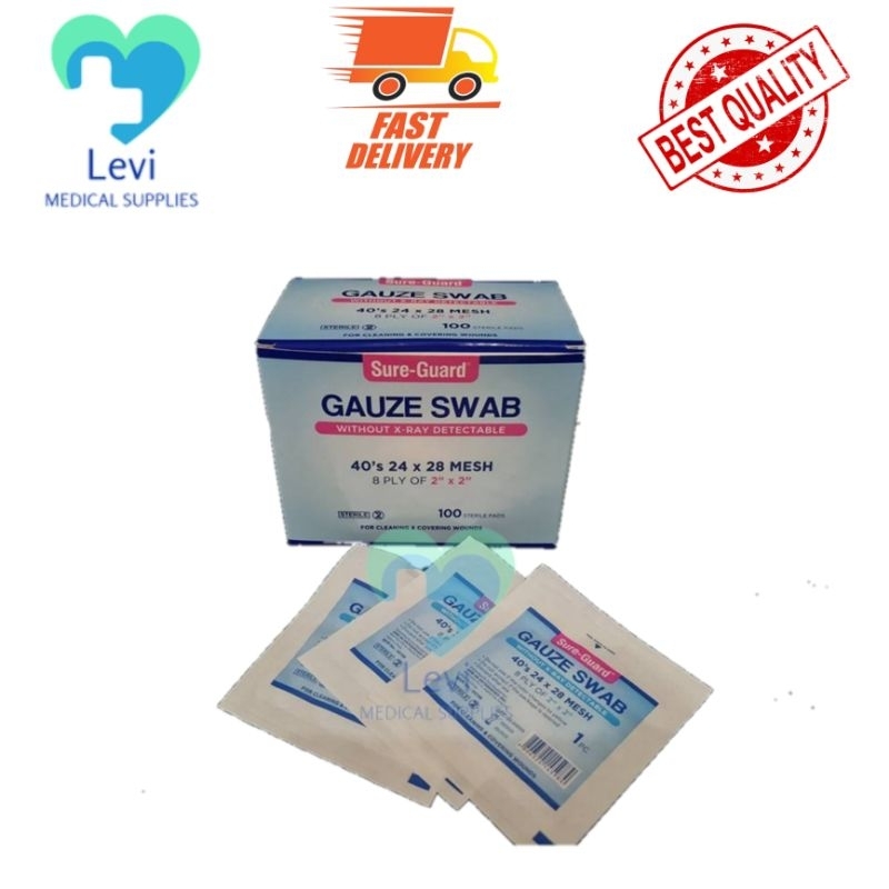 Sterile Gauze Swab 2x2 SUREGUARD ( 100pcs per Box) Shopee Philippines