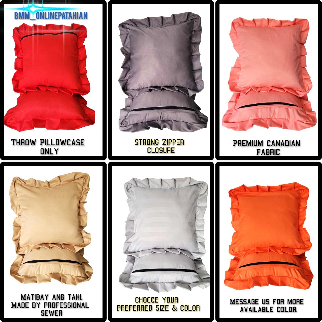 THROW PILLOW CASE with RUFFLES and ZIPPER PLAIN COLOR EDITON NON FADING BMM DESINGS Shopee Philippines