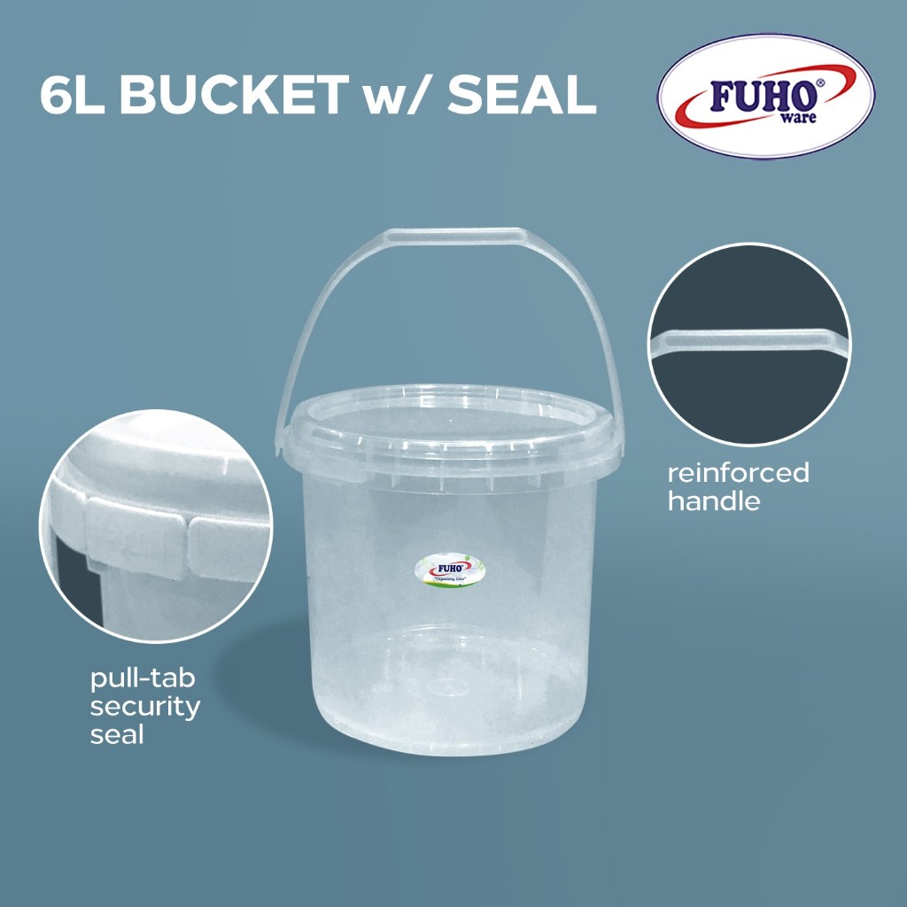 FUHO Bucket With Seal 6L 606 3pcs Plastic Container Pail Canister Food Keeper DIY Packaging