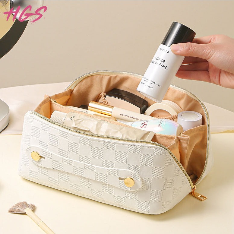 HGS Cosmetic Bag Large Travel Make Up Bag Ladies Luxury PU Portable ...