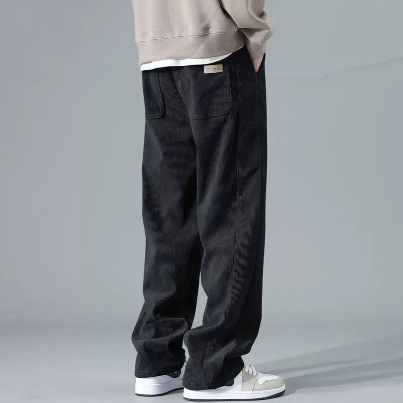 Corduroy Pants for Men Summer Breathable Korean Style Khaki Baggy ...