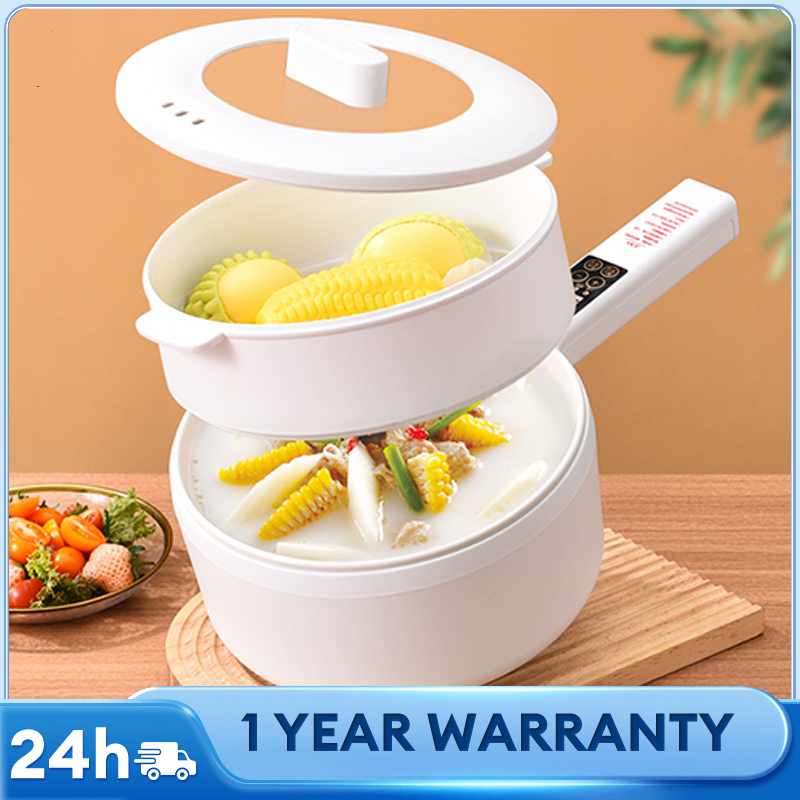 Tixx Electric Cooker with Steamer 2L Small Rice Cooker Electric Pot Pan