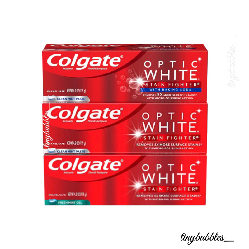 Colgate Optic White Stain Fighter, Clean Mint|w/ Baking Soda |Fresh ...